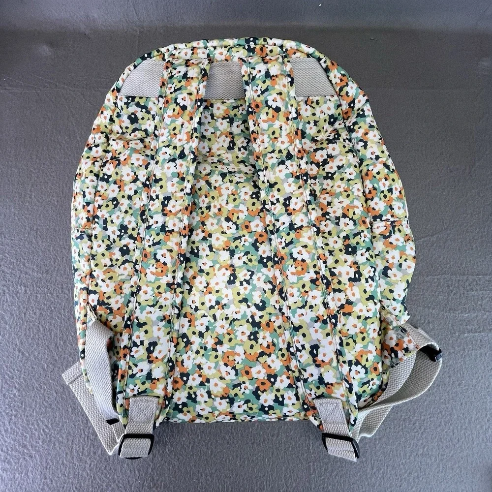 Kipling Laptop Computer Backpack, Fresh Floral Beige Green Orange Commuter Bag